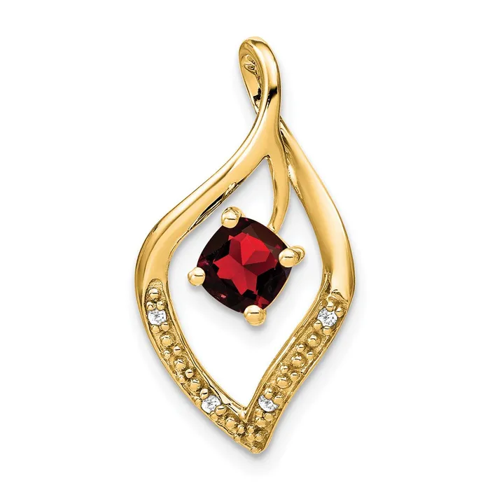 Goldia 14K Yellow Gold Garnet and Real Diamond Pendant Necklaces