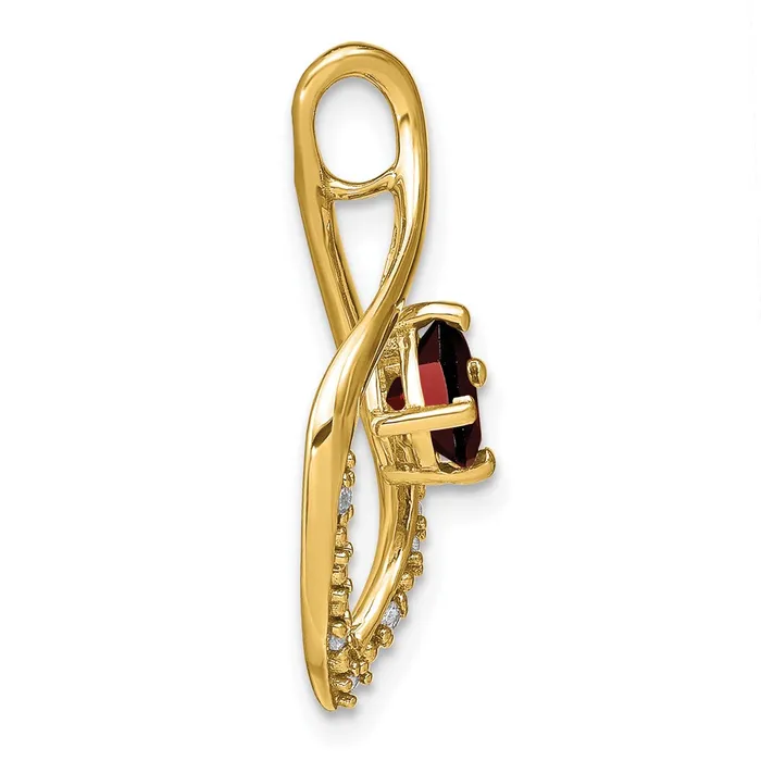 Goldia 14K Yellow Gold Garnet and Real Diamond Pendant Necklaces