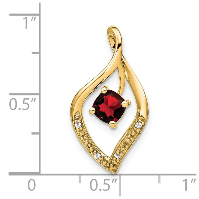 Goldia 14K Yellow Gold Garnet and Real Diamond Pendant Necklaces