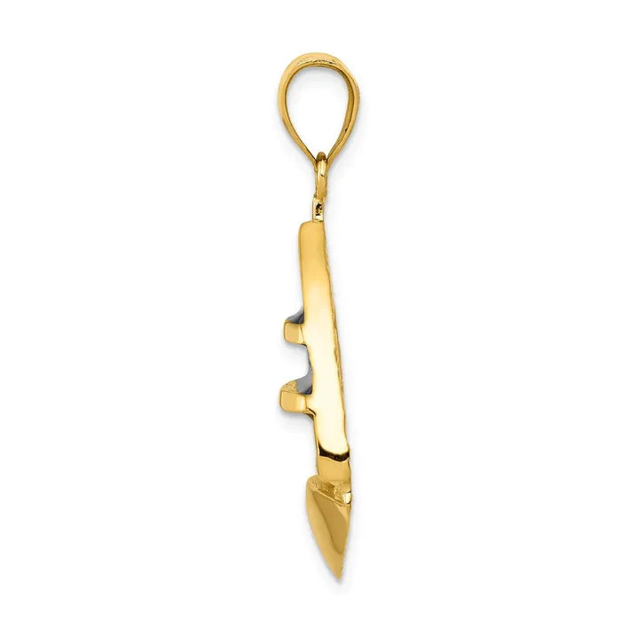 Goldia 14k Yellow Gold Polished Blue Enamel Sailboat Pendant Necklaces