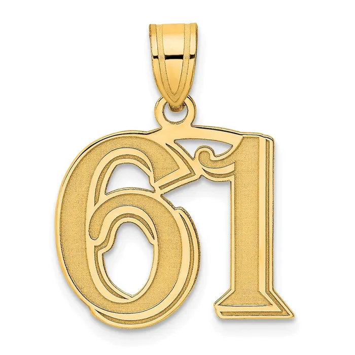 Goldia 14k Yellow Gold Polished Etched Number 61 Pendant PreStyled Sets