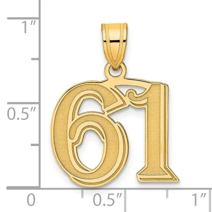 Goldia 14k Yellow Gold Polished Etched Number 61 Pendant PreStyled Sets
