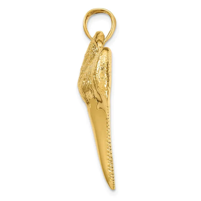 Goldia 14k Yellow Gold Solid Polished 3D Shark Tooth Pendant Necklaces