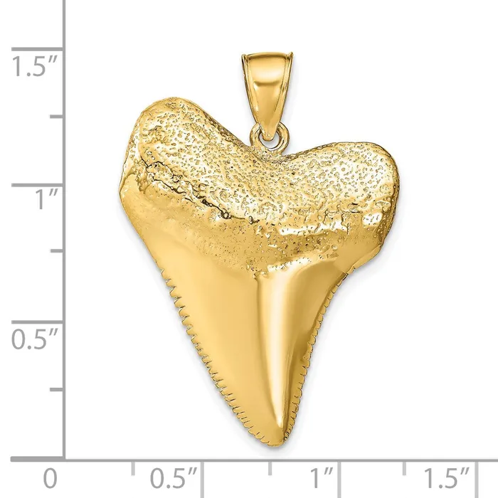 Goldia 14k Yellow Gold Solid Polished 3D Shark Tooth Pendant Necklaces