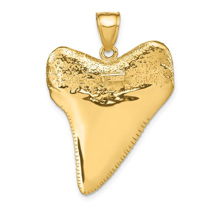 Goldia 14k Yellow Gold Solid Polished 3D Shark Tooth Pendant Necklaces