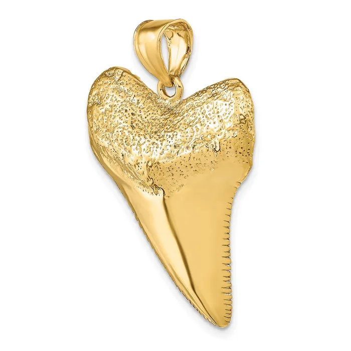 Goldia 14k Yellow Gold Solid Polished 3D Shark Tooth Pendant Necklaces