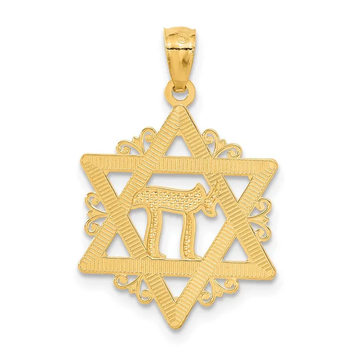 Goldia 14k Yellow Rhodium Gold wRhodium Star of David Pendant Necklaces