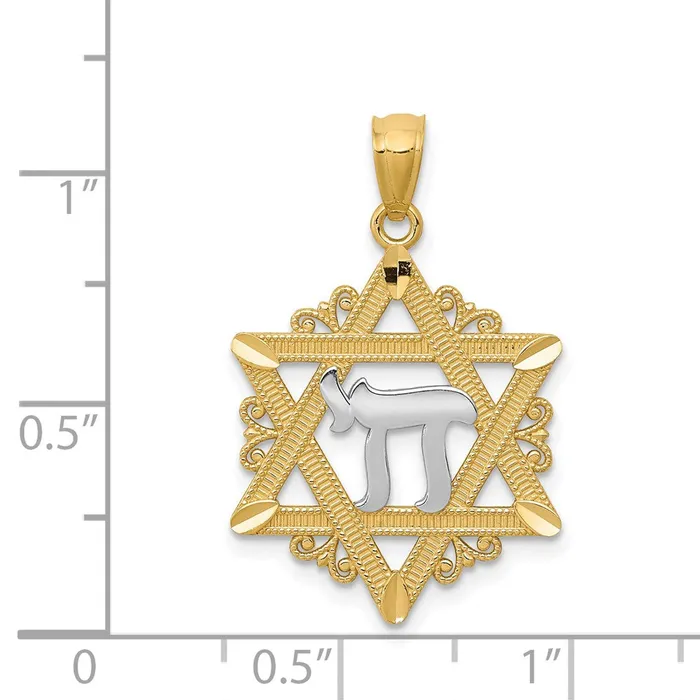 Goldia 14k Yellow Rhodium Gold wRhodium Star of David Pendant Necklaces