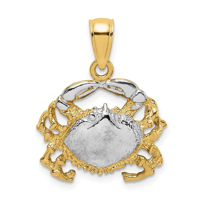 Goldia 14k Yellow Rhodium Gold with White Rhodium Polished Crab Charm Charm Necklaces Goldia 14k Yellow Rhodium Gold with White Rhodium Polished Crab Charm Charm Necklaces
