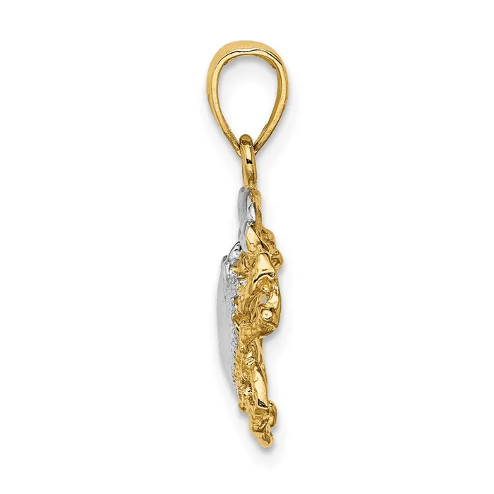 Goldia 14k Yellow Rhodium Gold with White Rhodium Polished Crab Charm Charm Necklaces