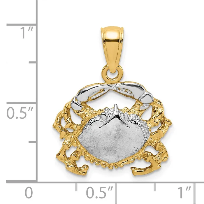 Goldia 14k Yellow Rhodium Gold with White Rhodium Polished Crab Charm Charm Necklaces