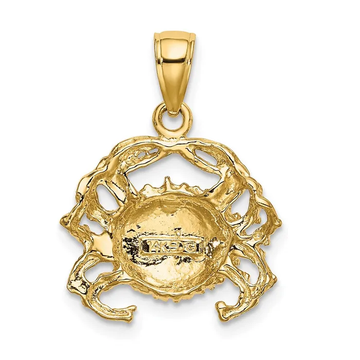 Goldia 14k Yellow Rhodium Gold with White Rhodium Polished Crab Charm Charm Necklaces