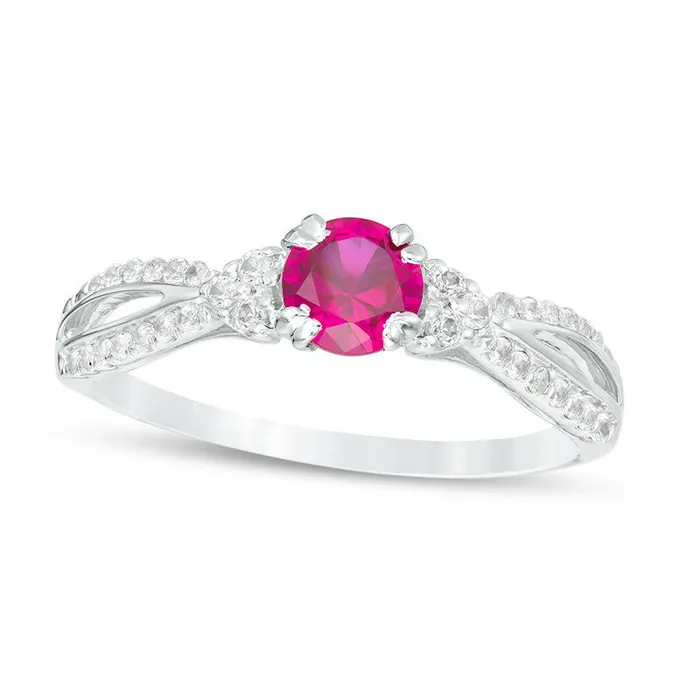 Goldia 50mm LabCreated Ruby and White Sapphire TriSides Split Shank Ring in Sterling Silver Rings Goldia 50mm LabCreated Ruby and White Sapphire TriSides Split Shank Ring in Sterling Silver Rings