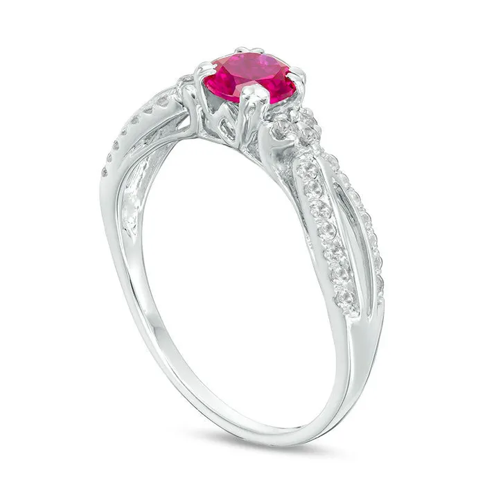 Goldia 50mm LabCreated Ruby and White Sapphire TriSides Split Shank Ring in Sterling Silver Rings Goldia 50mm LabCreated Ruby and White Sapphire TriSides Split Shank Ring in Sterling Silver Rings