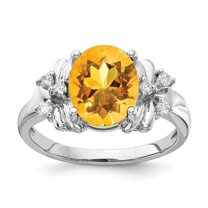 goldiaca Rings 14k White Gold 10x8mm Oval Citrine A Real Diamond ring