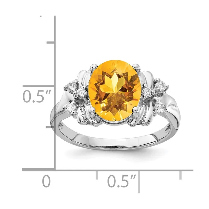 goldiaca Rings 14k White Gold 10x8mm Oval Citrine A Real Diamond ring