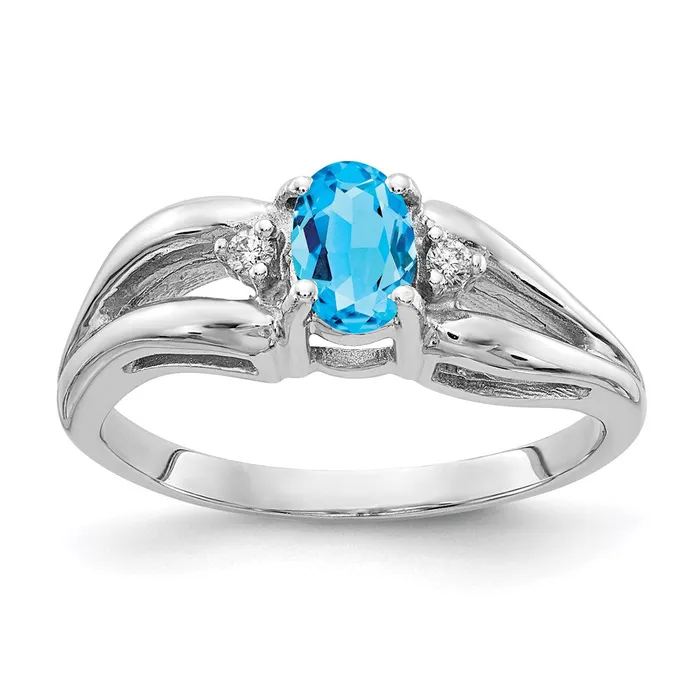 goldiaca Rings 14k White Gold 6x4mm Oval Blue Topaz A Real Diamond ring