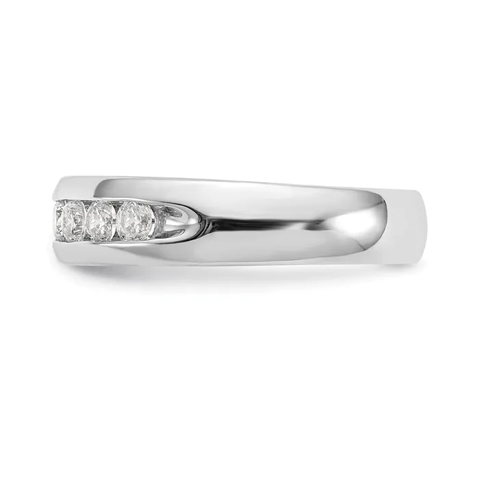 goldiaca Rings 14K White Gold 7Stone Real Diamond Channel Band
