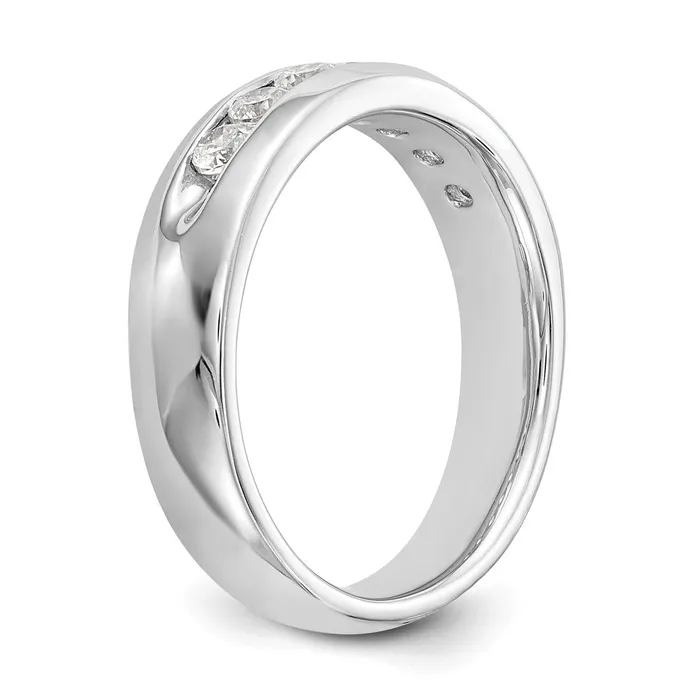 goldiaca Rings 14K White Gold 7Stone Real Diamond Channel Band