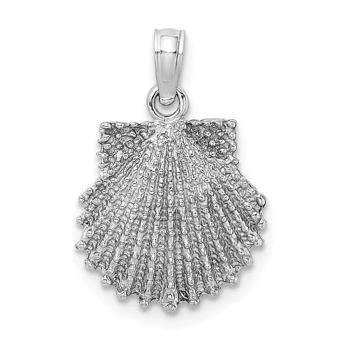 Goldia Charm Necklaces 14k White Gold Textured Scallop Shell Charm