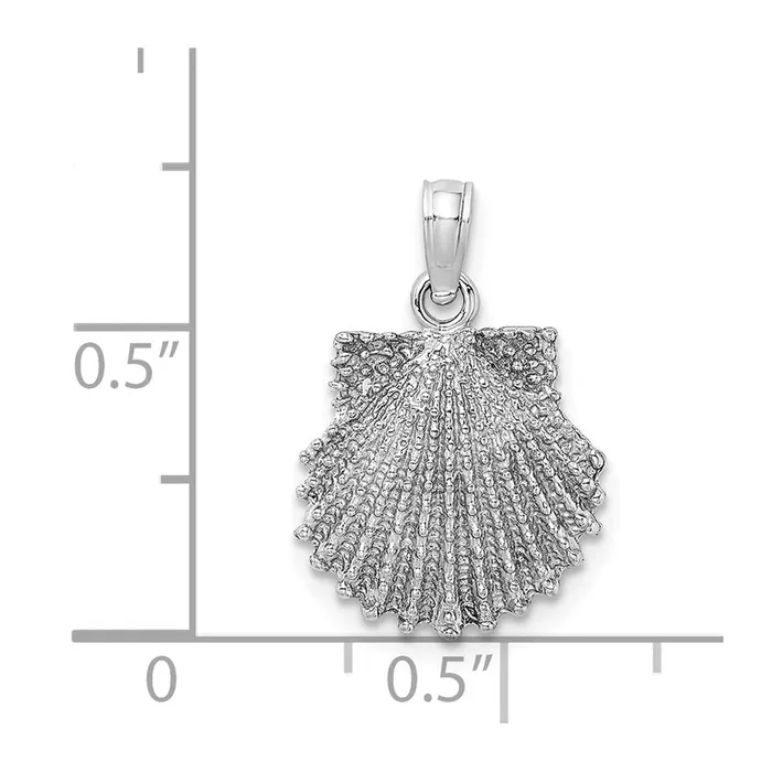 Goldia Charm Necklaces 14k White Gold Textured Scallop Shell Charm