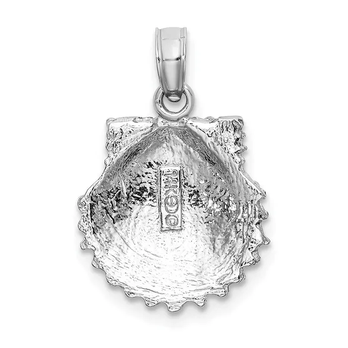 Goldia Charm Necklaces 14k White Gold Textured Scallop Shell Charm