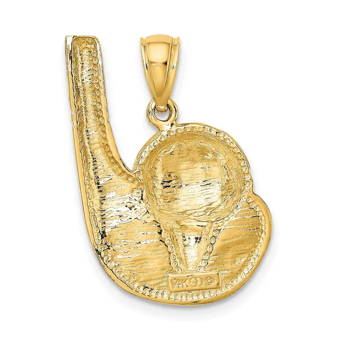 Goldia Charm Necklaces 14k Yellow Gold 2D Golf Club and Ball On Tee Charm