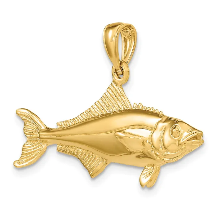 Goldia Charm Necklaces 14k Yellow Gold 3D Polished Cobia Fish Charm