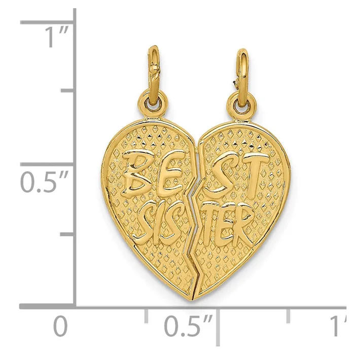 Goldia Charm Necklaces 14k Yellow Gold Best Sister Breakapart Charm