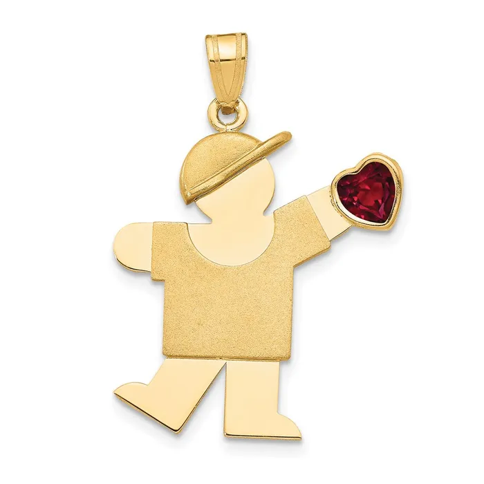 Goldia Charm Necklaces 14k Yellow Gold Boy with CZ July Birthstone Charm
