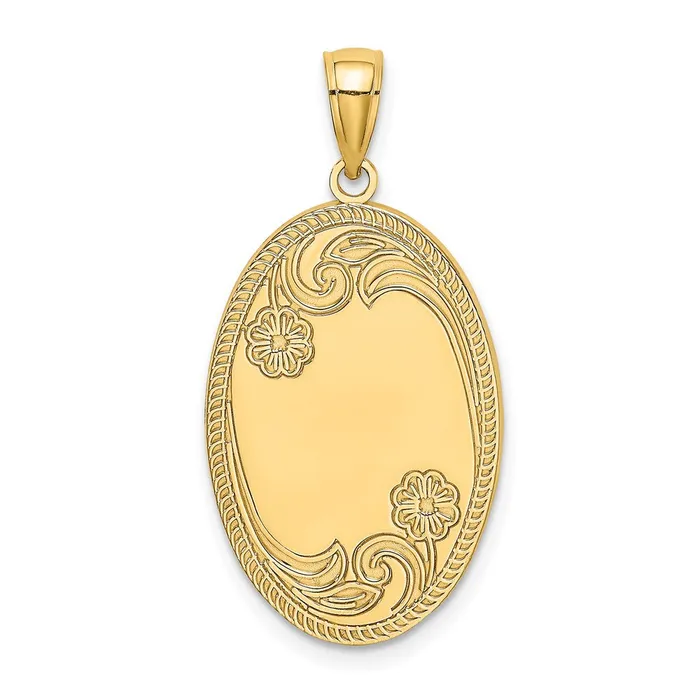 Goldia Charm Necklaces 14k Yellow Gold Oval with Engraveable Center Charm Goldia Charm Necklaces 14k Yellow Gold Oval with Engraveable Center Charm