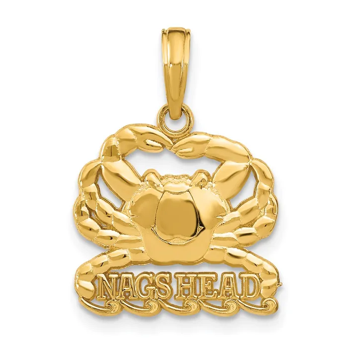 Goldia Charm Necklaces 14k Yellow Gold Polished NAGS HEAD Under Crab Charm