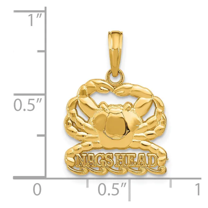 Goldia Charm Necklaces 14k Yellow Gold Polished NAGS HEAD Under Crab Charm