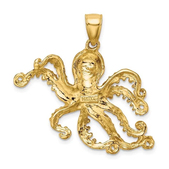 Goldia Charm Necklaces 14k Yellow Gold Textured Octopus Charm