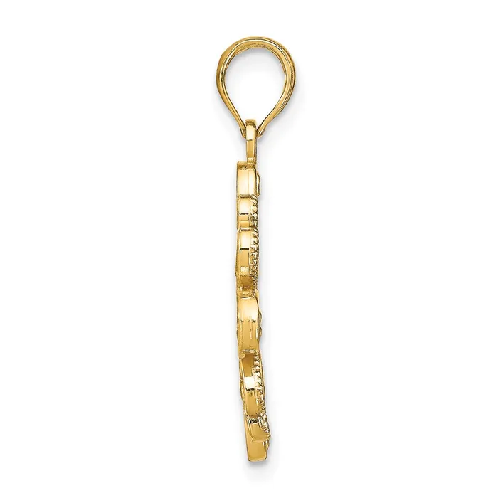Goldia Charm Necklaces 14k Yellow Rhodium Gold wRhodium Beaded Heart Petals Flower Charm