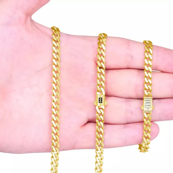 Goldiacom 10k Yellow Gold Royal Monaco Miami Cuban Link 6mm Chain Pendant Necklace 20 Necklaces
