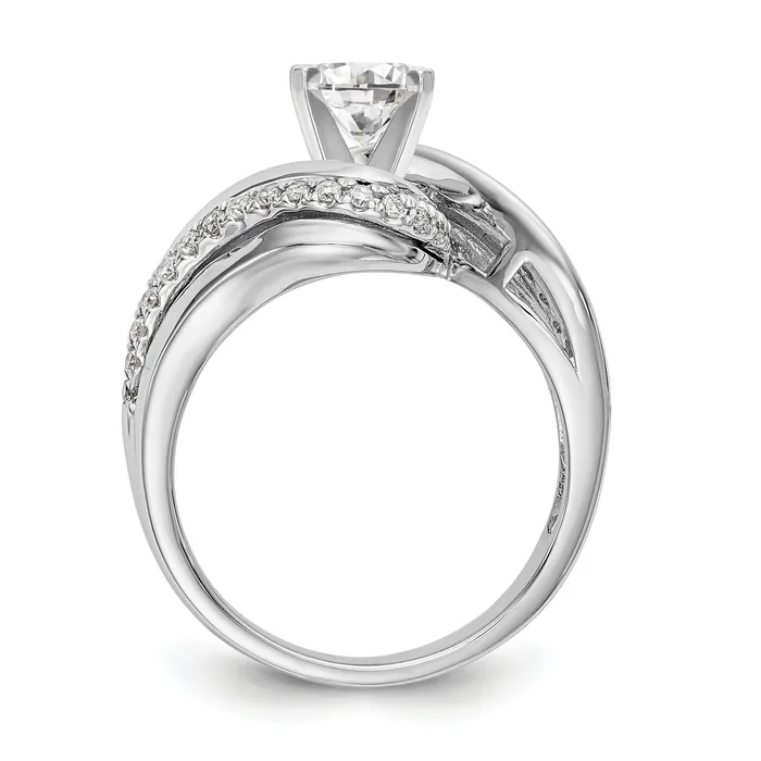 Goldiacom 14k White Gold Peg Set Simulated Diamond By Pass Engagement Ring Rings