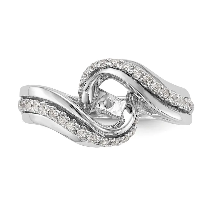 Goldiacom 14k White Gold Peg Set Simulated Diamond By Pass Engagement Ring Rings
