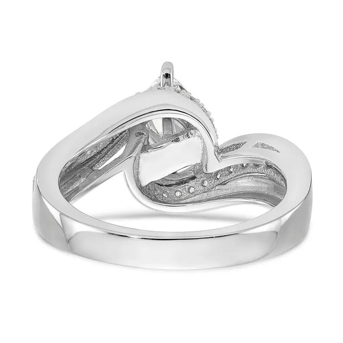 Goldiacom 14k White Gold Peg Set Simulated Diamond By Pass Engagement Ring Rings