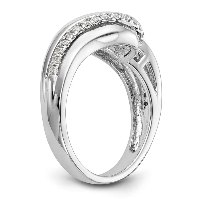 Goldiacom 14k White Gold Peg Set Simulated Diamond By Pass Engagement Ring Rings
