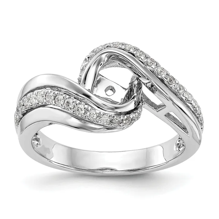 Goldiacom 14k White Gold Peg Set Simulated Diamond By Pass Engagement Ring Rings