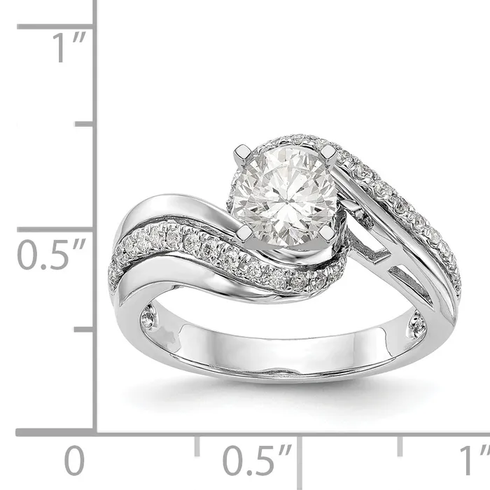 Goldiacom 14k White Gold Peg Set Simulated Diamond By Pass Engagement Ring Rings