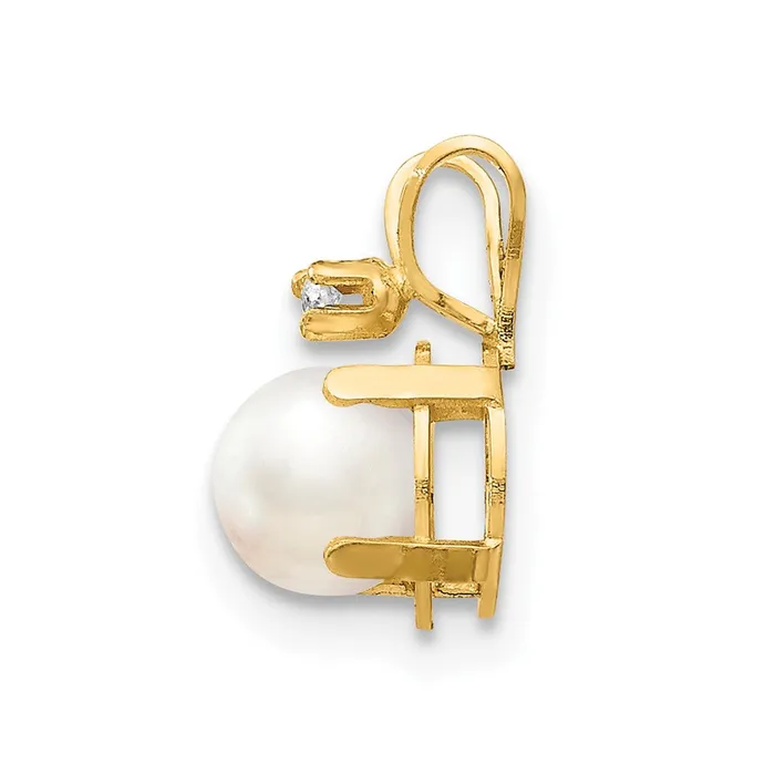 Goldiacom Necklaces 14k Diamond and FW Cultured Pearl Birthstone Pendant