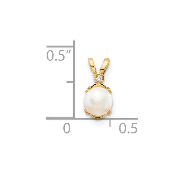 Goldiacom Necklaces 14k Diamond and FW Cultured Pearl Birthstone Pendant