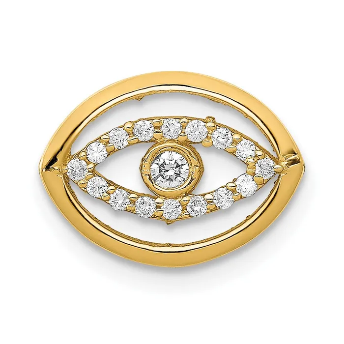Goldiacom Necklaces 14ky 110ct Diamond Gold Halo Evil Eye Chain Slide