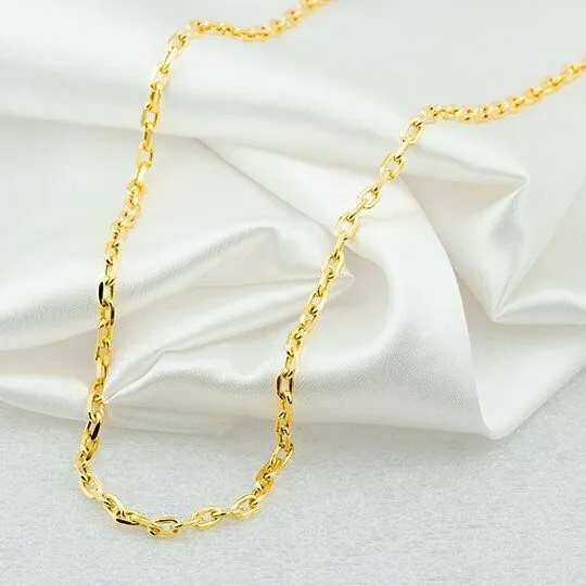 Goldiacom Necklaces SOLID 8K Yellow Gold Thick Oval Forse Pendant Necklace Chain 21 Inch