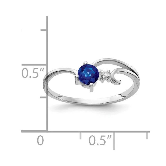 Goldiacom Rings 14k White Gold 4mm Sapphire AA Real Diamond ring