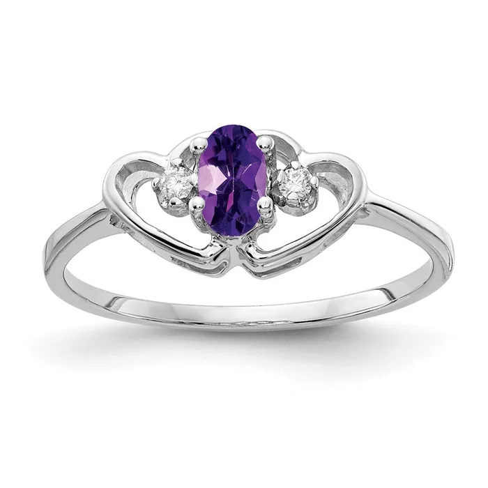 Goldiacom Rings 14k White Gold 5x3mm Oval Amethyst A Real Diamond ring