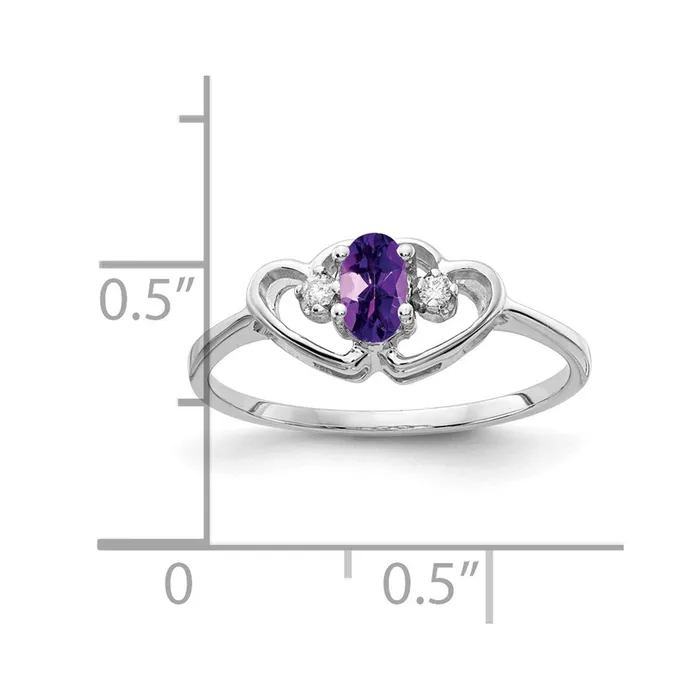 Goldiacom Rings 14k White Gold 5x3mm Oval Amethyst A Real Diamond ring