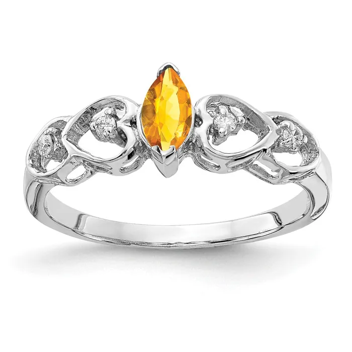 Goldiacom Rings 14k White Gold 6x3mm Marquise Citrine VS Real Diamond ring Goldiacom Rings 14k White Gold 6x3mm Marquise Citrine VS Real Diamond ring